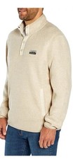 NEW Eddie Bauer Men  s Sweater Fleece Knit Pullover Tan 1/4 Snap Mock Neck Sz M