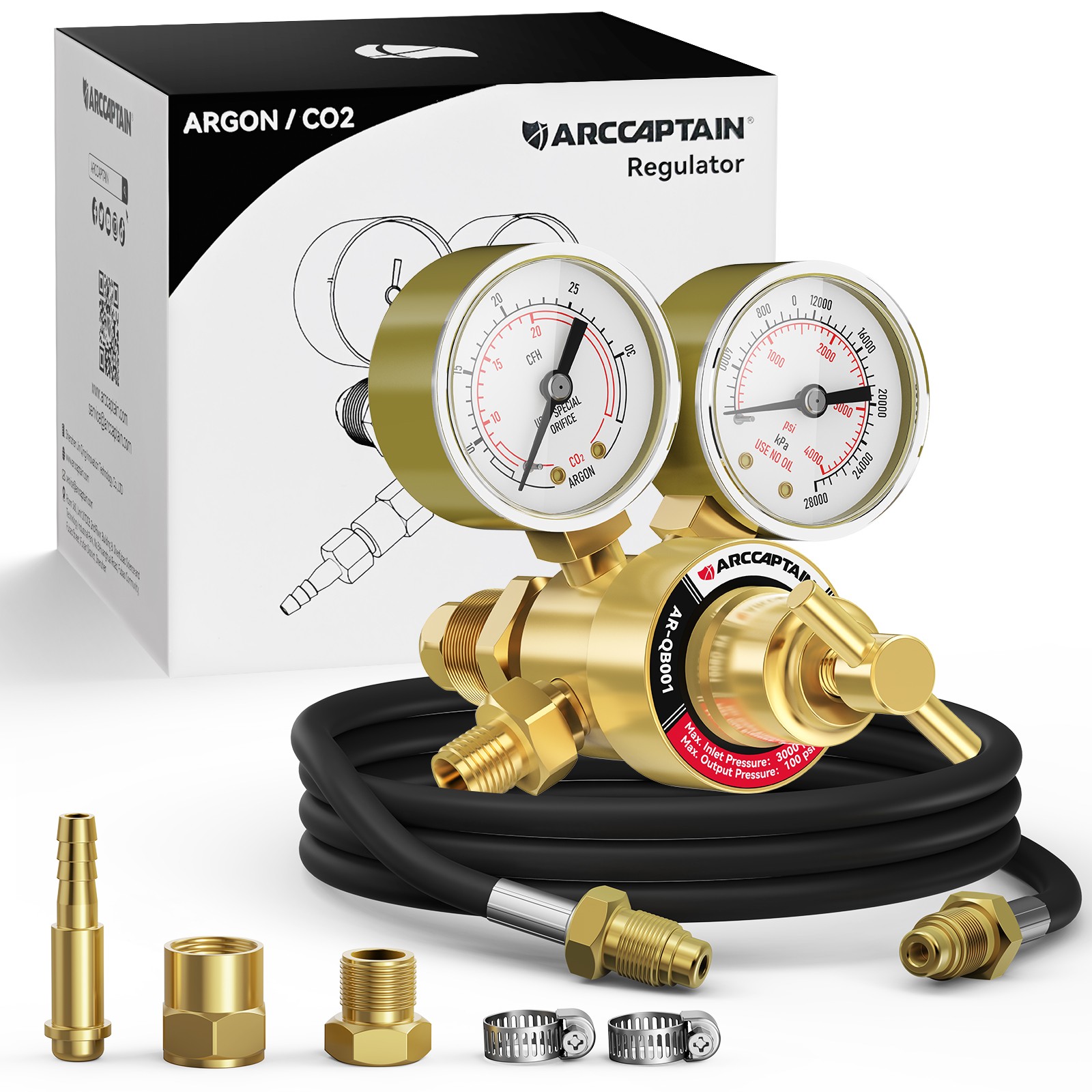Argon CO2 Regulators with 8.2FT Inert Gas Welding Hose Welding Regulator MIG/TIG