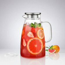 68 Oz Borosilicate Glass Pitcher With Stylish Lid - Perfect For All Beverages