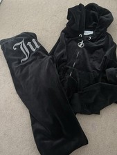 Black Velour Juicy Couture Rhinestone Full Set Tracksuit Size Small Never Worn