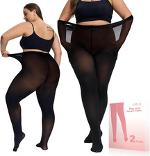 Plus Size Tights for Women,2 Pairs 80D Semi Opaque Tights Women,Solid Color Soft
