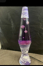 Rare Vintage 1990s Lava Lite 16'' Lava Lamp Psychedelic Swirl Purple Clear White