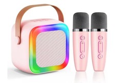 UPGRADED Wireless Mini Karaoke Machine with 2 Microphones Bluetooth Speaker Kid