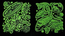 Glow In The Dark Space Sticker Packs 1988 ILLUMINATIONS UFO Rocket Shuttle NIP