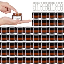 1 Oz Glass Jars with Lids 48Pack- Mini Amber Glass Jar/Cosmetic Containers Wi...