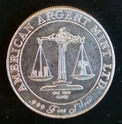 American Argent Mint Balance Shield Vtg Rar TONED Bullion-0.999 Silver 1 Oz Coin