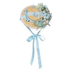 Girls Women Tea Party Sun Hat Lace Ribbons Straw Hats Small Style-10