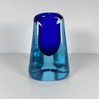 Murano Bud Vase Cobalt Blue MCM Sculptural Decorative Glass Art Vintage