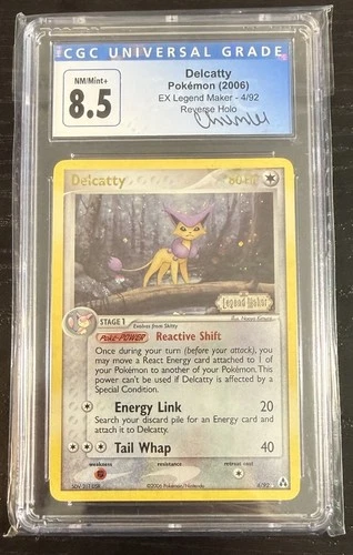 CGC 8.5 Delcatty 4/92 EX Legend Maker Holo Swirl🌀Chumlee Signed Pokemon Card