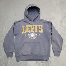Levis Hoodie Kids Large L Blue Embroidered Spellout Pullover Hooded Sweatshirt
