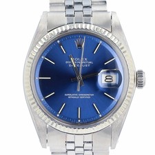 Vintage Rolex Datejust 1601 Steel RARE Blue Index Fluted Watch w/ Box & Paper