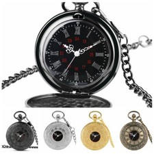 Roman Numerals Quartz Pocket Watch for Men Women Hollow Case Steampunk Gifts