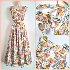 Seasalt Size 22 RRP £65 BNWT Cream/Orange Floral Belted Midi Dress Pockets 