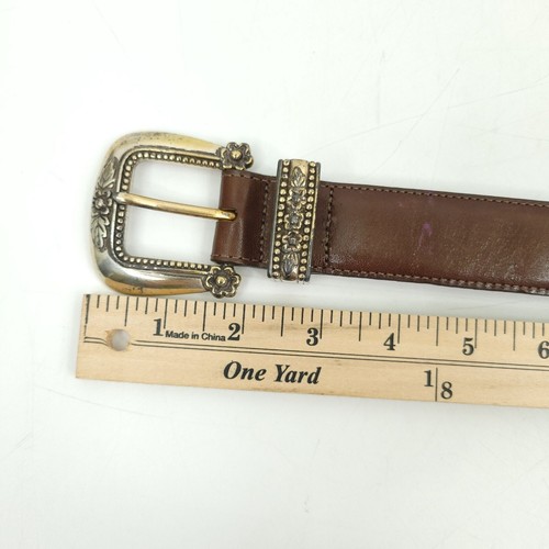 Talbots Womens Brown Leather Belt Vtg Size M Gardening Theme Charms Silver Tone - Picture 8 of 13
