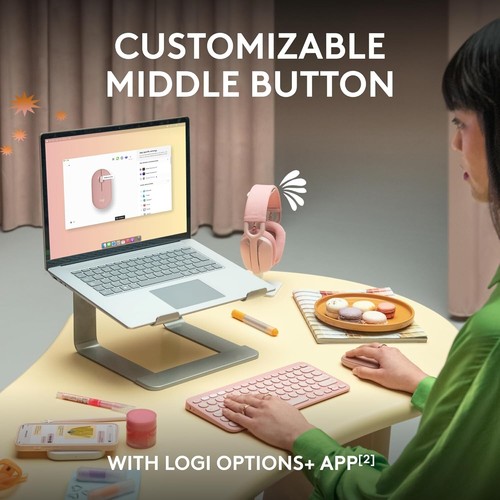 Logitech Pebble 2 M350S Bluetooth Mouse PC/MAC Portable Quiet Clicks Tonal Rose - 第 6/10 張圖片