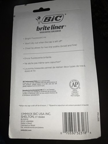 Bic Brite Liner Grip Xl Highlighter, Chisel Tip Fluorescent 4 Assorted Colors - Afbeelding 2 van 2