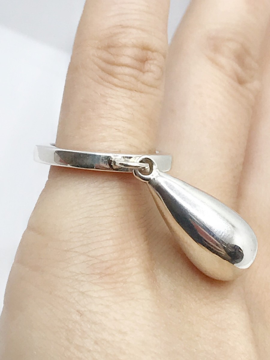 Gucci Sterling Silver Teardrop Charm Ring Size 5.5 | eBay