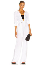 Norma Kamali NK Shirt Straight Leg Jumpsuit in White XL NWT 185
