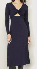NEW Old Navy Cutout Midi Twist Tie Long Sleeve Dress NAVY BLUE Women Size SMALL