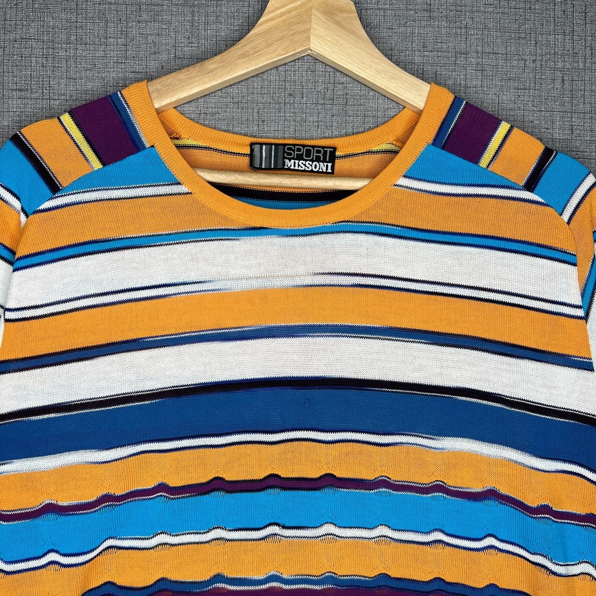 MISSONI  カットソー Crop top with wide sleeves and front knot in zig zag lamé viscose