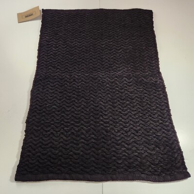 Chenille Zig Zag Rug Throw Rug Mat 2 ft. x 3 ft. Black Handwoven Cotton New