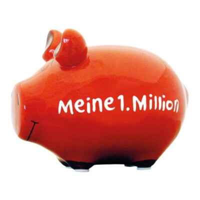 Sparschwein Meine 1. Million ca. 12,5x9cm handgefertigt - lustiges Sparschwein