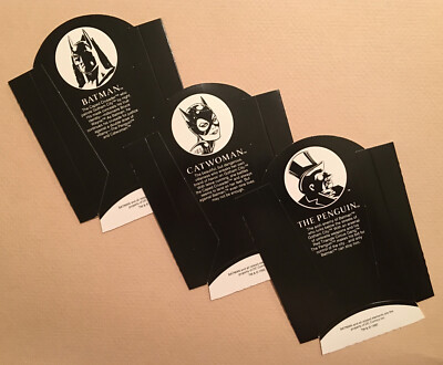 1992 McDonald's BATMAN RETURNS FRY BOXES, BATMAN, CAT WOMAN, PENGUIN, MINT