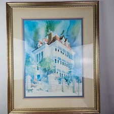 Victoria Platt Ellis Signed Watercolor Print Framed Matted “Charleston Home” Art