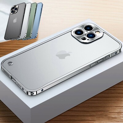 For iPhone 12 Pro Max Mini Aluminum Metal Bumper Frame Matte Clear Back  Case