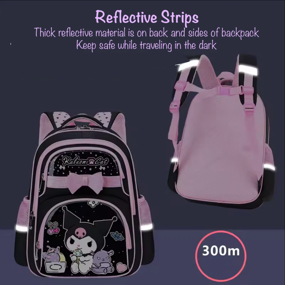 Mochila Kuromi Niñas Elegante Brillante Multifacética Hello Kitty Premium Bolso Escolar Foto 4 de 4