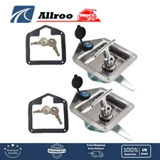 2 Trailer Door Latch T-Handle Lock Stainless Steel Key For Camper RV Truck Tool
