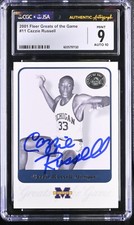 Cazzie Russell Signed 2001 Fleer Greats of the Game Card #11 CGC 9 JSA 10 Auto