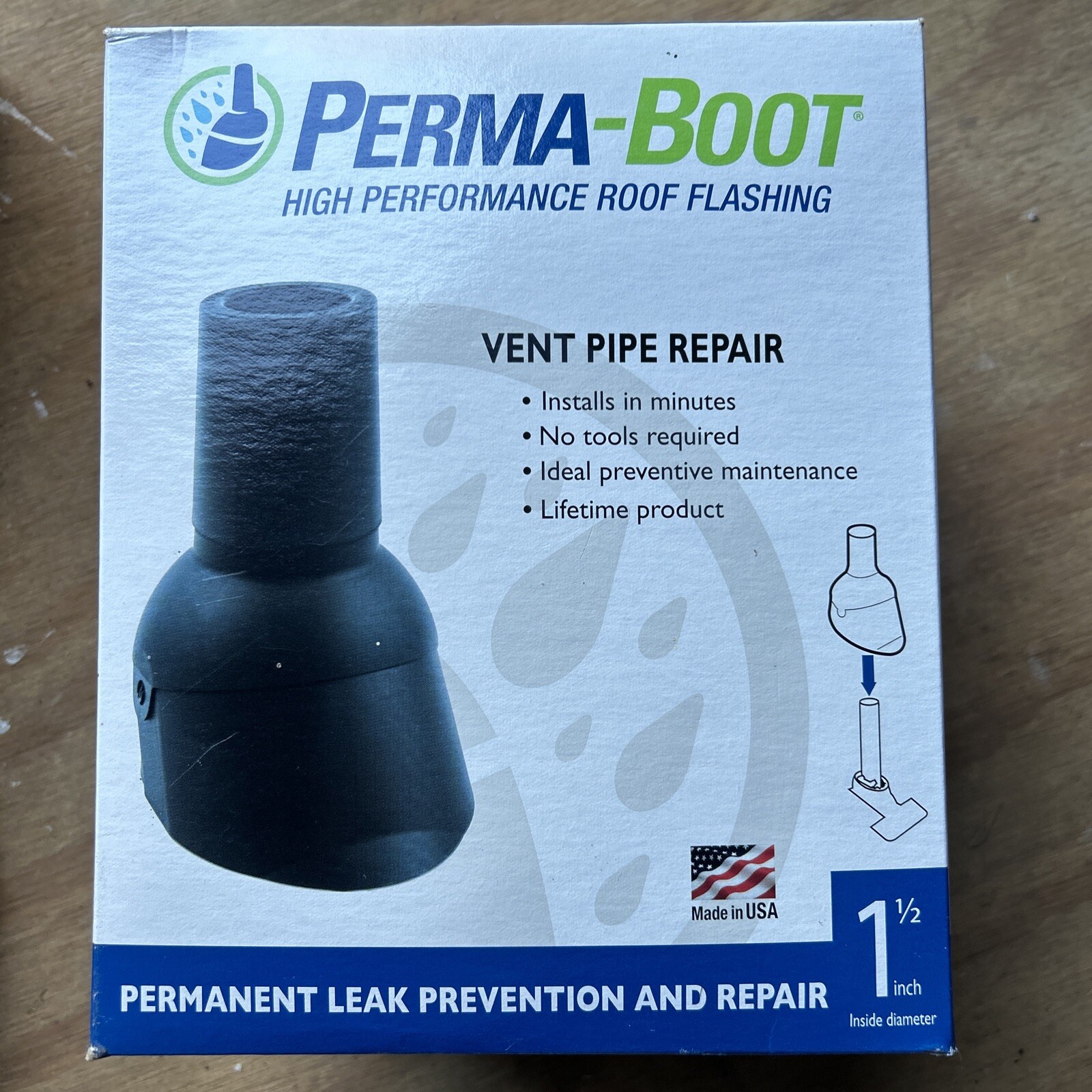 Perma Boot 3 Pc Roof Vent Pipe Boot Repair for 1.5” (Interior Diameter