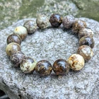 Natural Amber Bracelet For Men Women Unique Round Beads Elastic 13.5mm