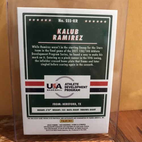 2022 USA stars & stripes Kalub Ramirez auto game used jersey! /399! rare - Picture 2 of 2
