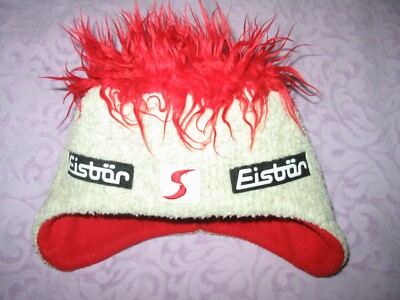 Eisbär Eisbar Austria ski hat winter beanie cap White Red Wool
