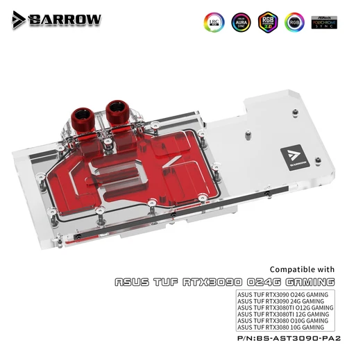 Barrow BS-AST3090-PA2 GPU Water Block For ASUS TUF RTX 3090 3080 3080Ti GAMING