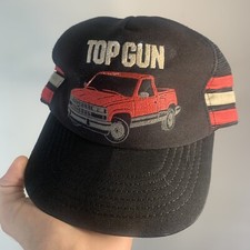 Vintage Top Gun Snapback Hat Trucker Cap Three 3 Stripe Made In USA Truck