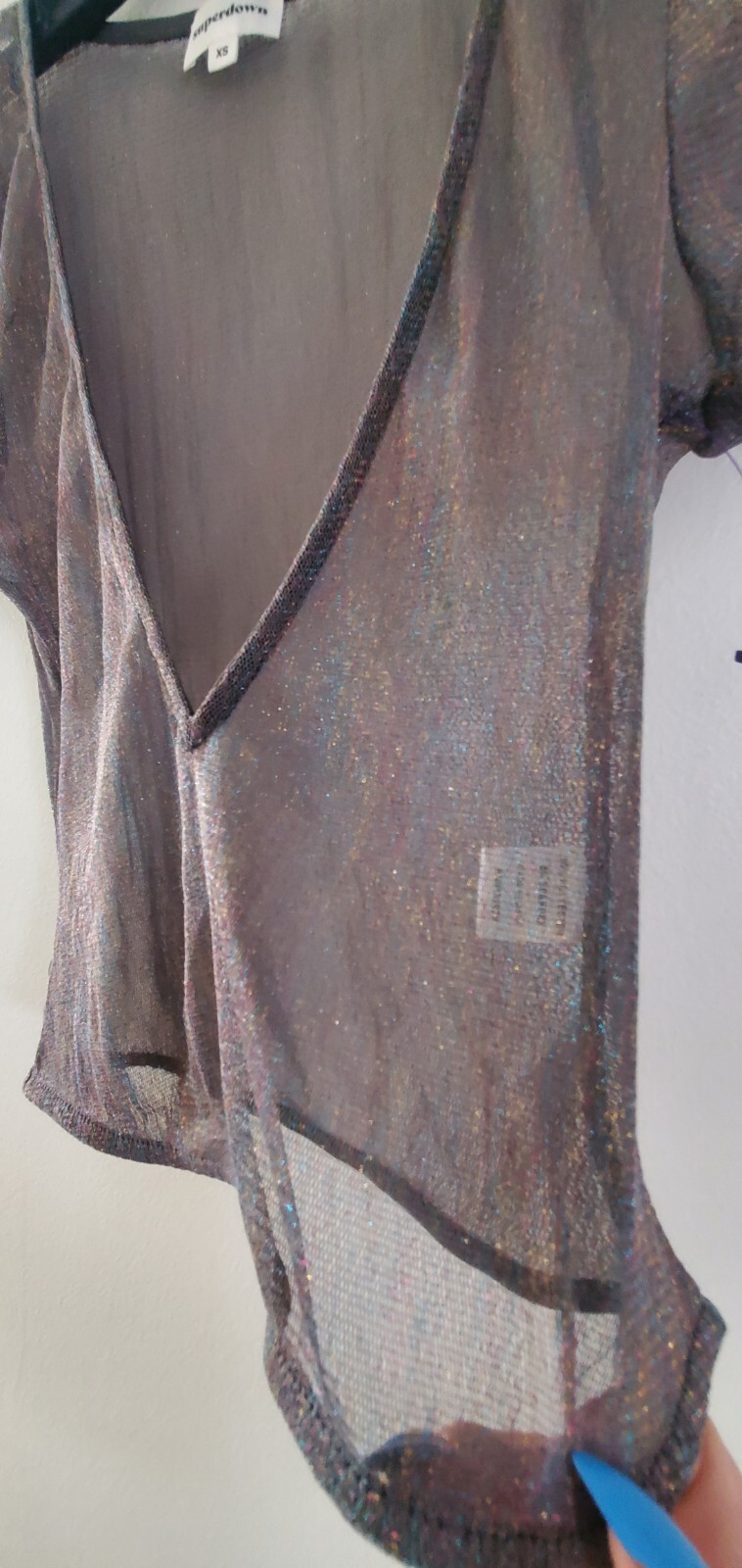 superdown Rainbow Metallic Crop Top  Glittery XS … - image 4
