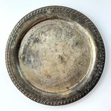 VINTAGE Serving Tray Silver Plated Engraved ~12” 