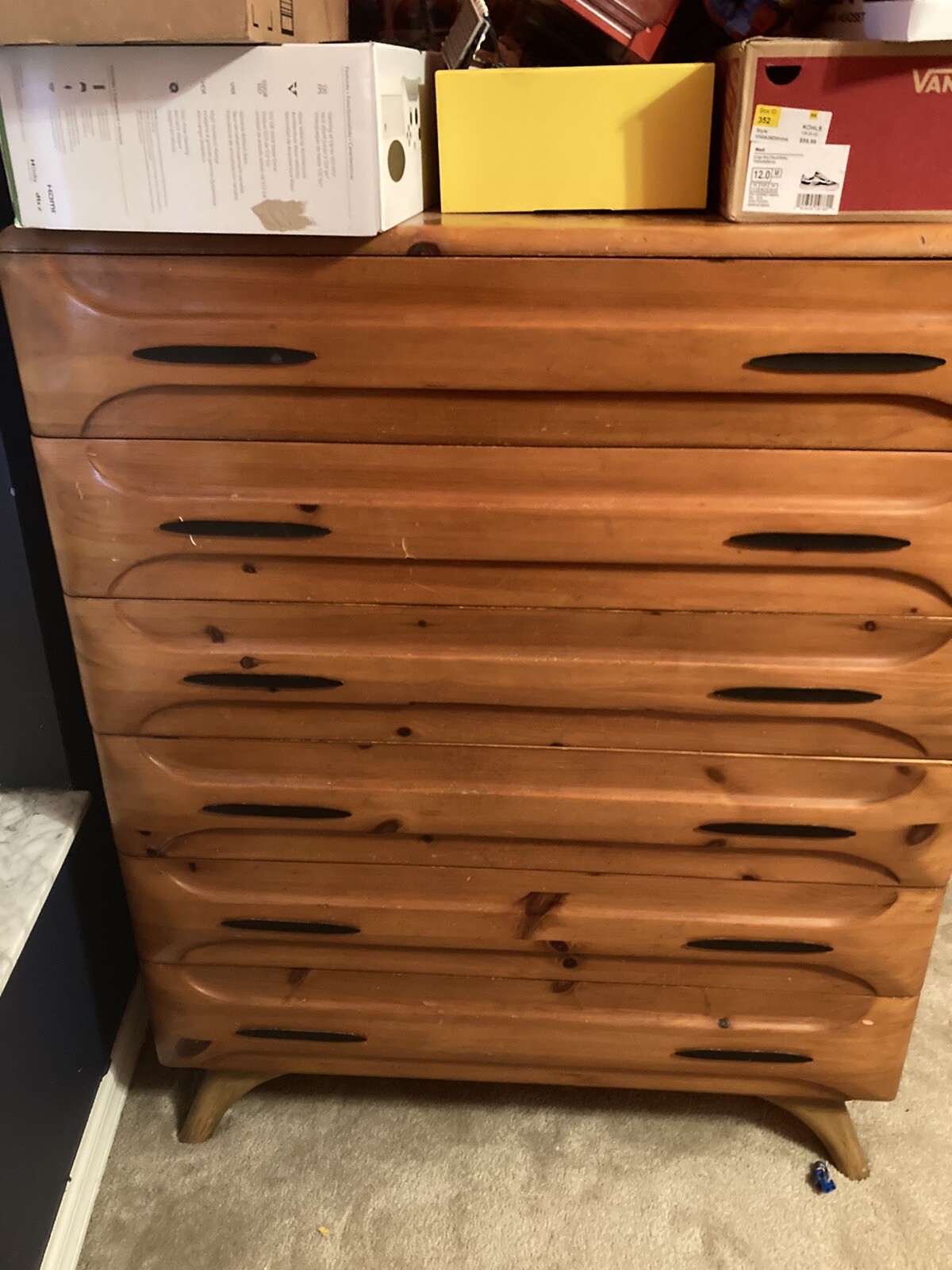 MCM Franklin Shockey Sculpted Pine 6 Drawer High Chest Bedroom Dresser
