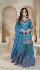 Indian Party Wear Chinon Silk With Embroidery Designer Salwar Kameez Dupatta