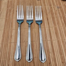 SET OF (3) INTERNATIONAL SILVER NOUVEAU 7 3/4" GLOSSY STAINLESS DINNER FORKS