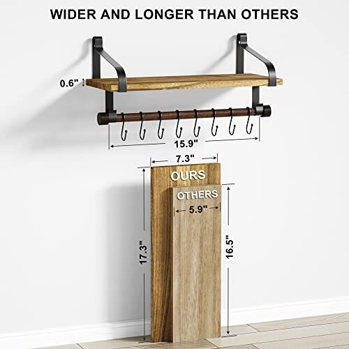 Floating Shelf Wall Shelf for Storage Rustic Wood Kitchen Carbonized black - Bild 3 von 7