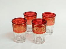 Moroccan Tea Glasses Red Drinking Juice Glasses Set of 4
