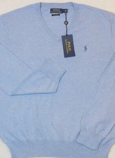 Polo Ralph Lauren Pima Cotton VNeck Sweater Blue XL New
