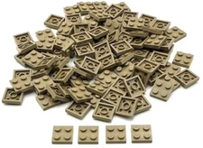 Lego 100 New Dark Tan Plates 2 x 2 Stud Parts