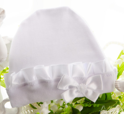 Babymütze Erstlingsmütze Mützchen 50 56 62 68 Taufe Weiß Schleife Mütze 