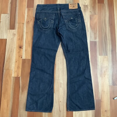 True Religion Jeans Billy 38x34 Brown Stitch Blue Denim Dark Wash