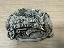 Vintage 1983 Bergamot Proud to be a Veteran Buckle - Pewter